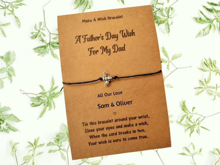 A Fathers Day Wish Bracelet and Greeting Card, Gifts for Dad