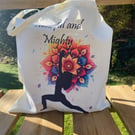 Mandala Silhouette Tote - “Mindful & Mighty” Yoga Shopping Bag