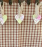 Patchwork, Roses - hand painted hanging decorations (set of three)