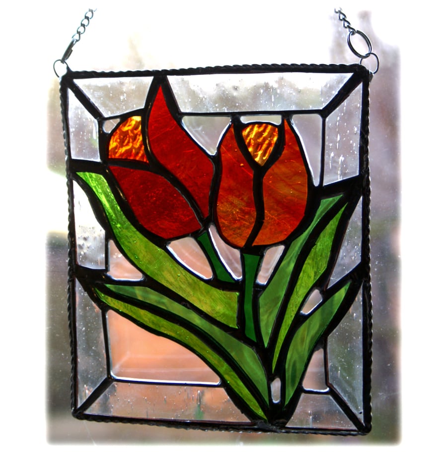 Tulips Stained Glass Picture Flower Suncatcher Mothers Day Easter