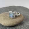 Silver and denim blue sapphire ring U.K. size N