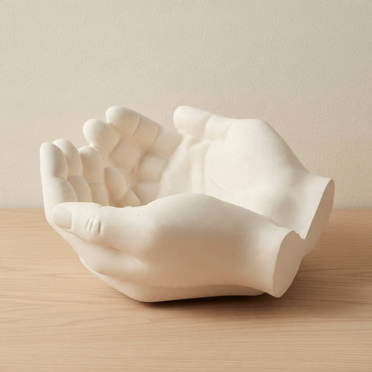 White Hand-Shaped Bowl - Handmade Jewellery and Trinket Dish