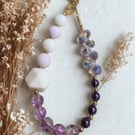 Lavender Bag charm with silicone and acrylic beads 