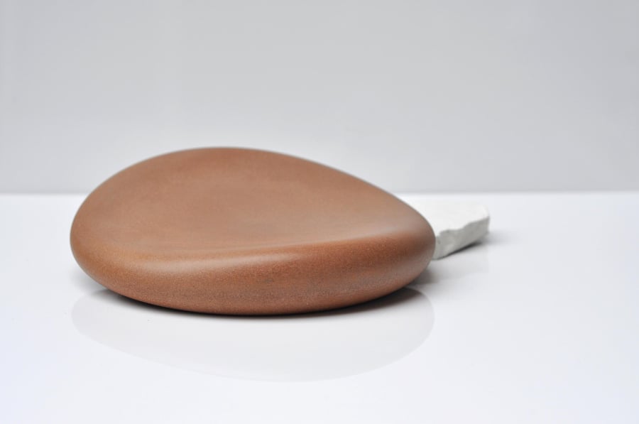 Concrete Pebble Tray Orange Brutalistic Jewellery Bowl Organic Shaped Accessory 