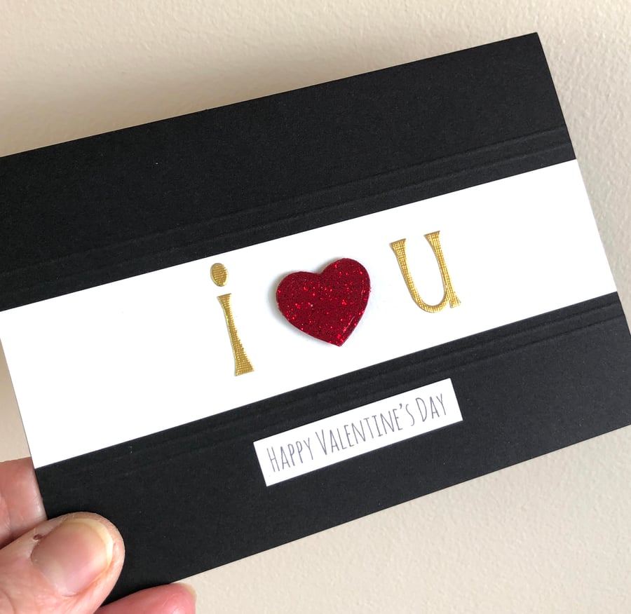 Seconds Sunday - Handmade "I heart u" Valentine card for her or him