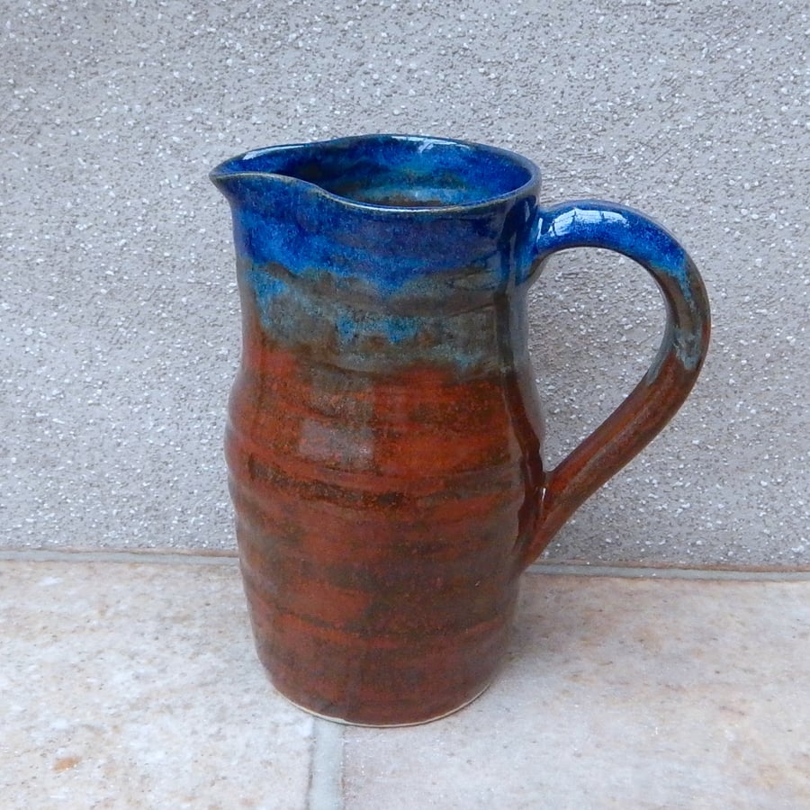 Jug or pitcher pint water wine hand thrown stoneware handmade pottery ceramic