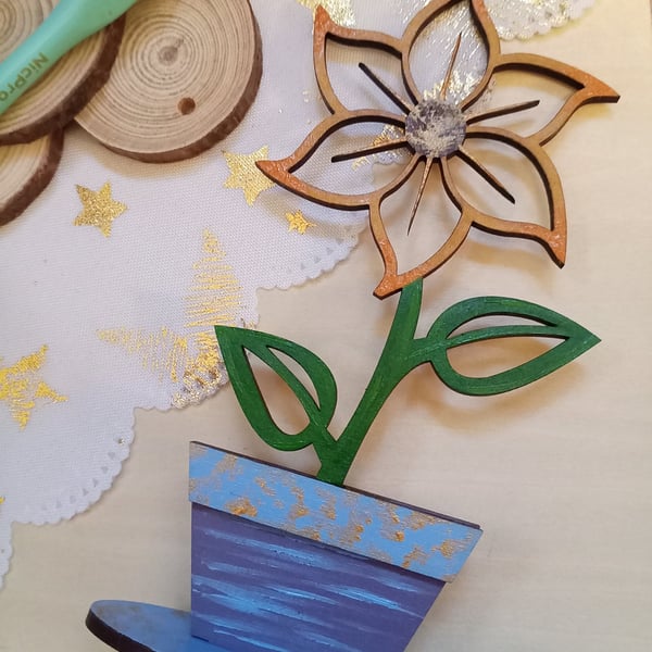 Hand painted Wooden flowers 