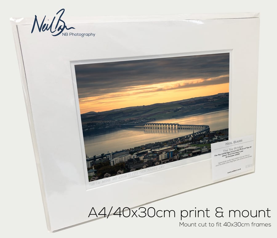 The Tay Bridge from Dundee Law, Scotland - A4 (40x30cm) Unframed Print