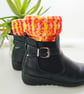 Pink Orange Pink Boot Cuffs, Fruit Salad Crochet Ankle Warmers, One Size. - Image 5