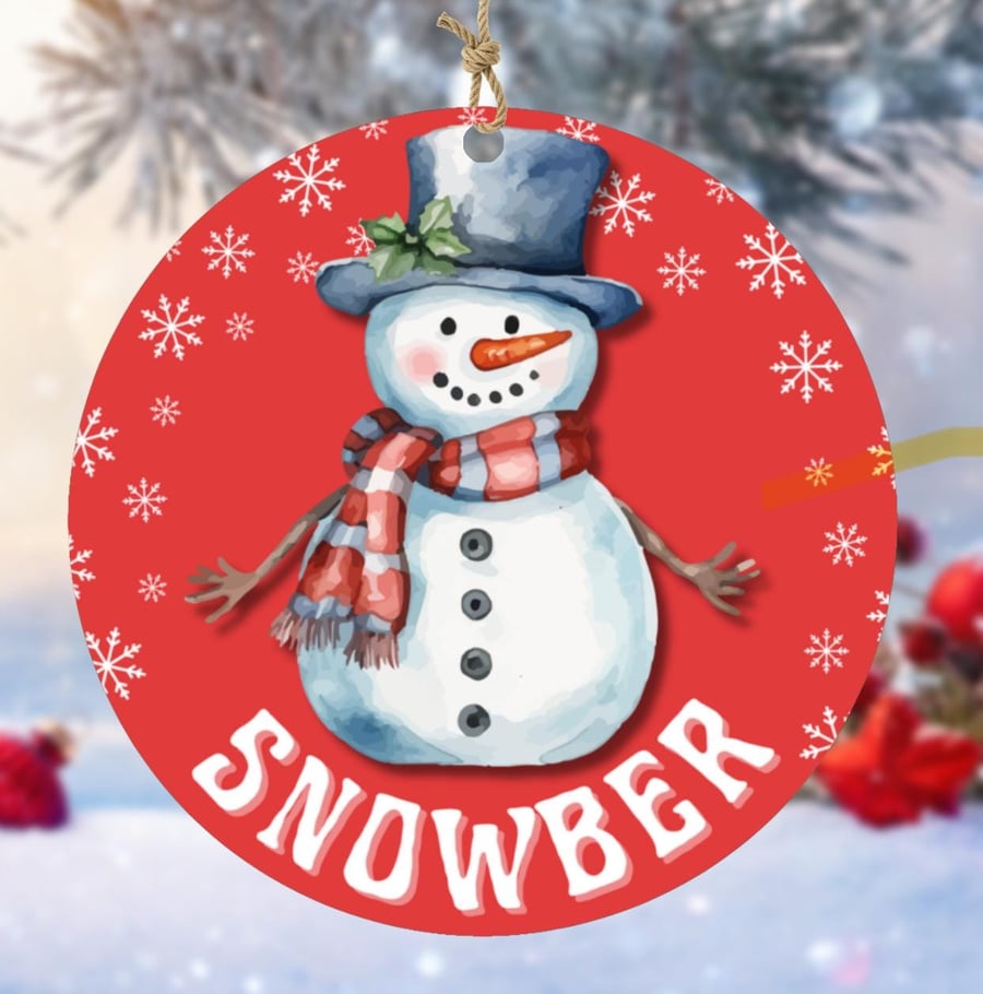 Snowber Snowman Sober Christmas Wooden Ornament Sobriety Gift, AA Gift Sober Gif