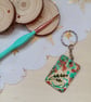 Wooden rectangular leaf style keyring  - Image 1