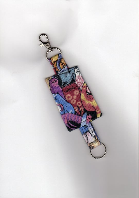 Cat Keyrings, Cat Fabric Keyfob, Cat luggage tag Eco Friendly New Home Gift