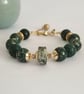 Green chunky gemstone  bracelet, woodland jasper & marcasite  - Image 7