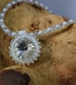 Imitation Pearl Necklace with Crystal Effect Pendant - Image 2