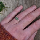 Sea Glass & Recycled Sterling Silver Ring, Size L, Teal Green Scottish Sea Glass