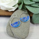 Night Sky Earrings, Sterling Silver and Copper with Enamel