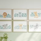 Safari Animals - Set of Six Boho Nursery Art Prints