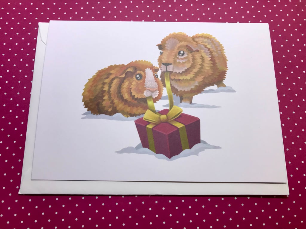 Christmas Guinea Pigs Blank Greeting Card