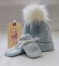 Blue Marle Baby Hat & Mitts