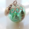 Starfish Orb Necklace, Mermaid Necklace, Aqua Shell Pendant