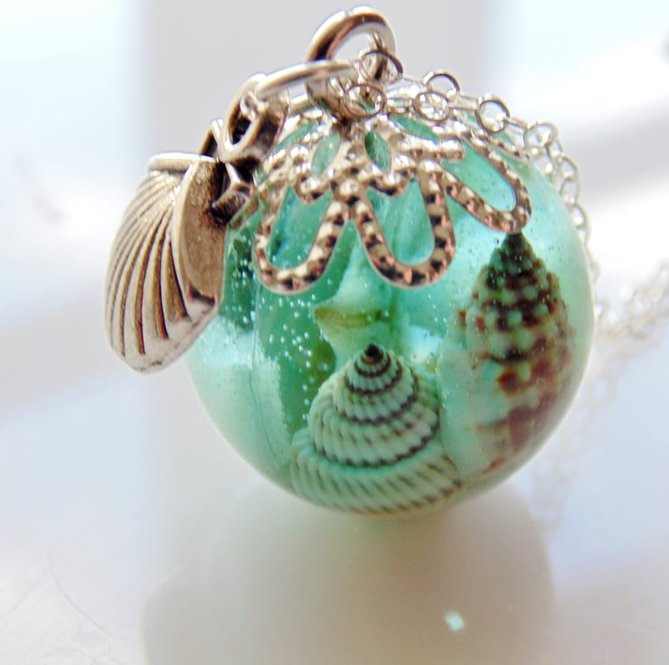 Starfish Orb Necklace Mermaid Necklace Aqua S Folksy
