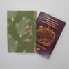 CLEARANCE Passport cover in green cotton print