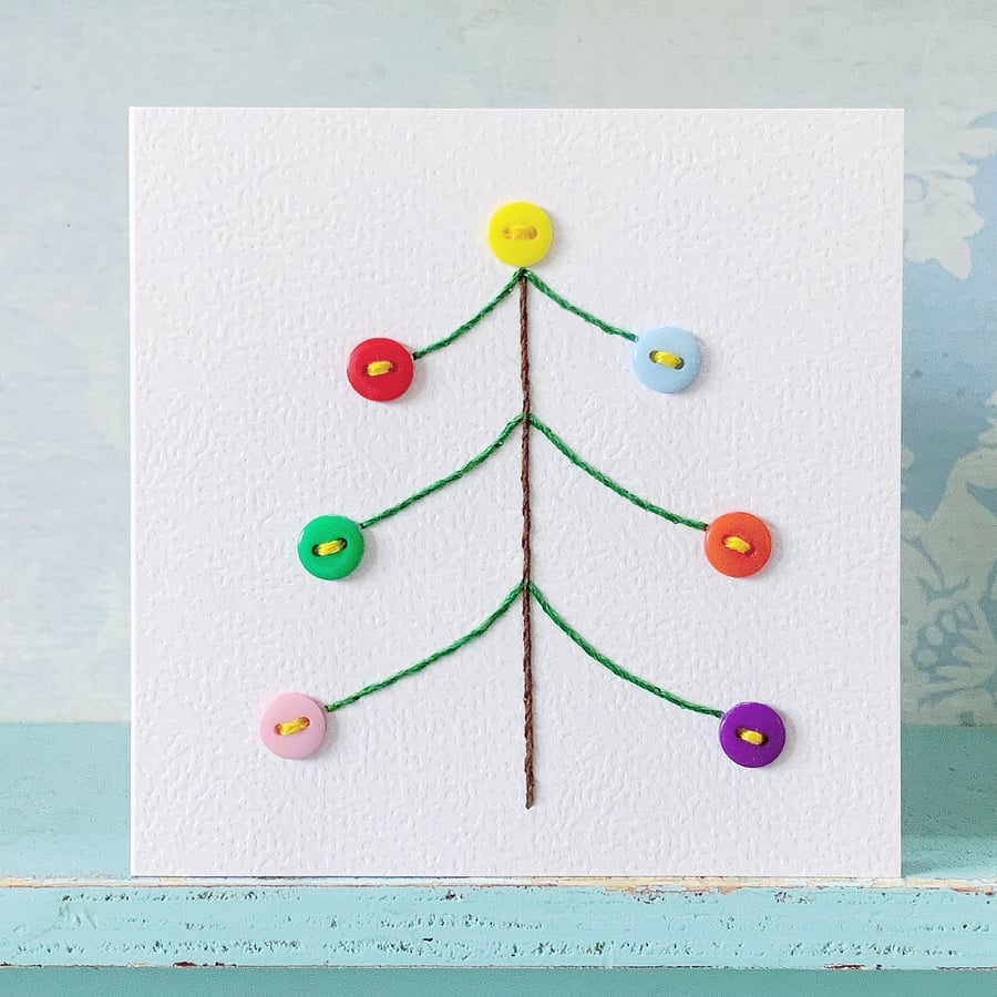 Hand Sewn Card. Christmas Trees. Christmas Tree Card. Embroidered Card. Cards.