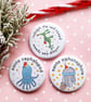 sea creatures christmas badge set - 3 58mm handmade badges