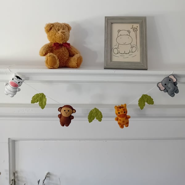 Hand Sewn Garland of Baby Jungle Animals