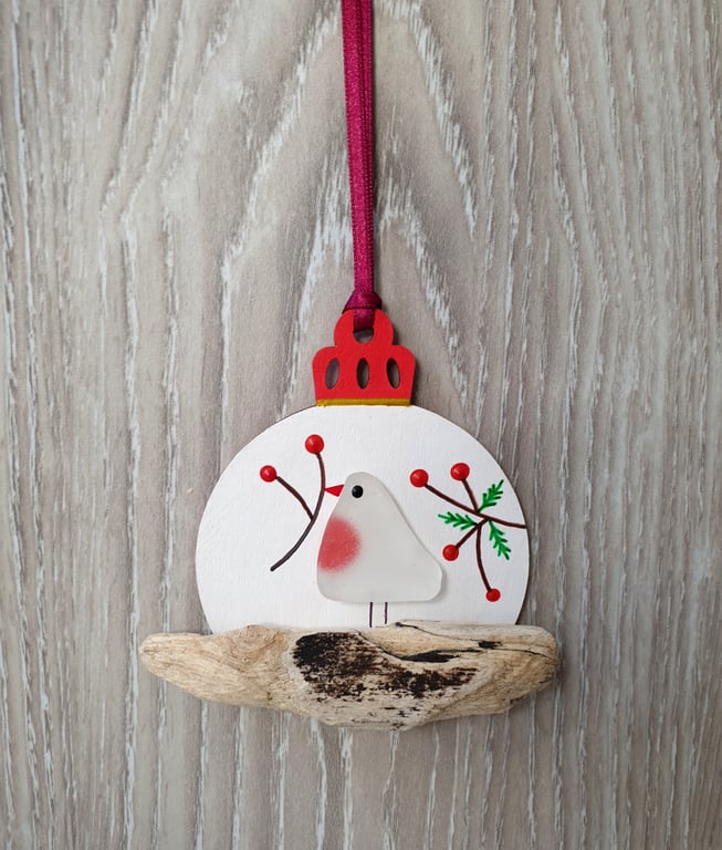 Sea glass and driftwood ROBIN
