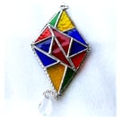 Stained Glass Diamond Suncatcher Handmade Rainbow Triangles 