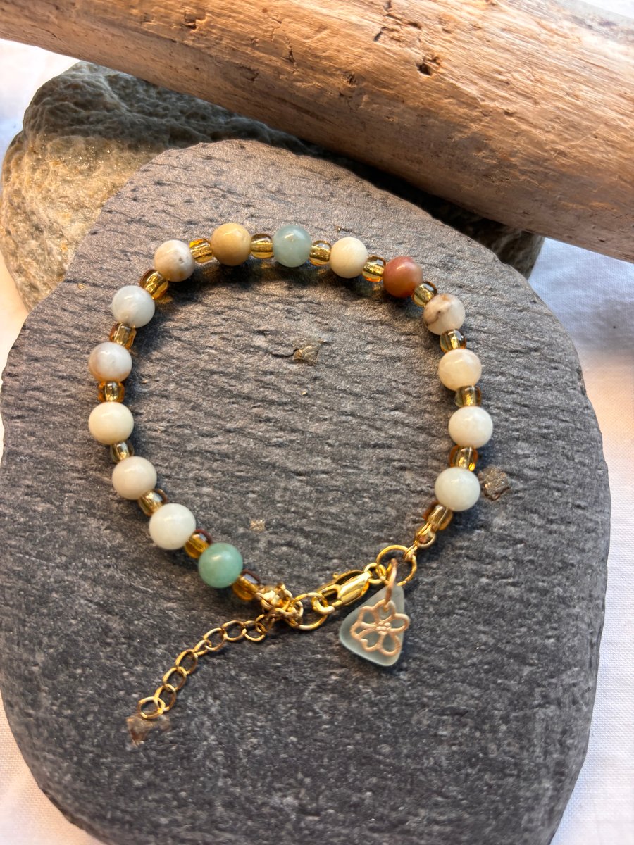 Bracelet - Amazonite and Sea Glass