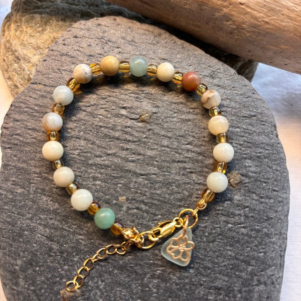 Bracelet - Amazonite and Sea Glass