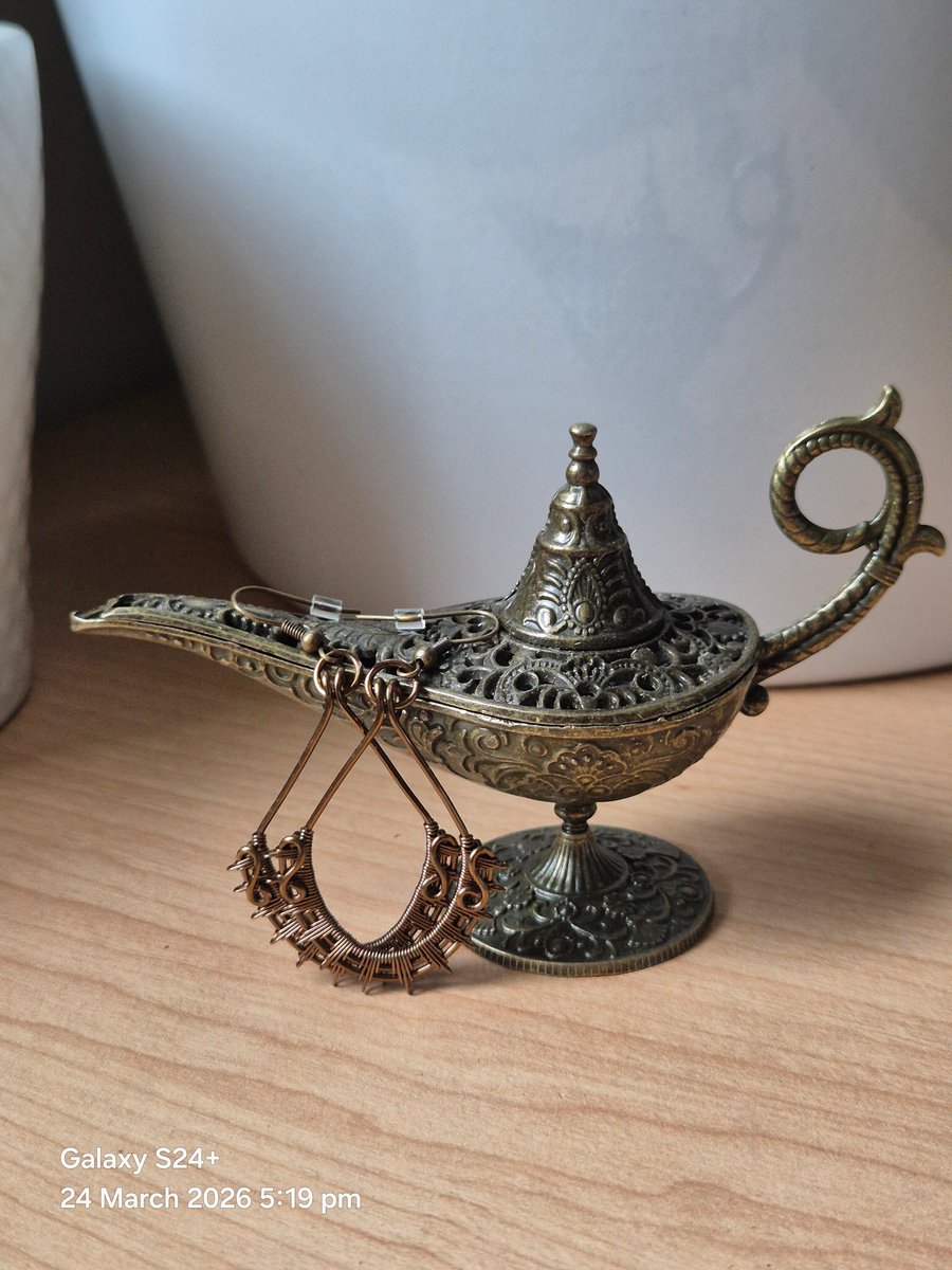 Antique Brass Sun ray earrings, handmade 