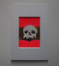 Original Fine Art ACEO human skull oddity neon pink Painting - One of a Kind - Image 2