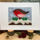 Robin On The Christmas Pudding  - Christmas Card.