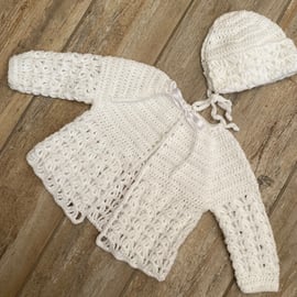 Baby Cardigan and Bonnet, Organic, Unisex Cardigan, New Born Baby Cardigan