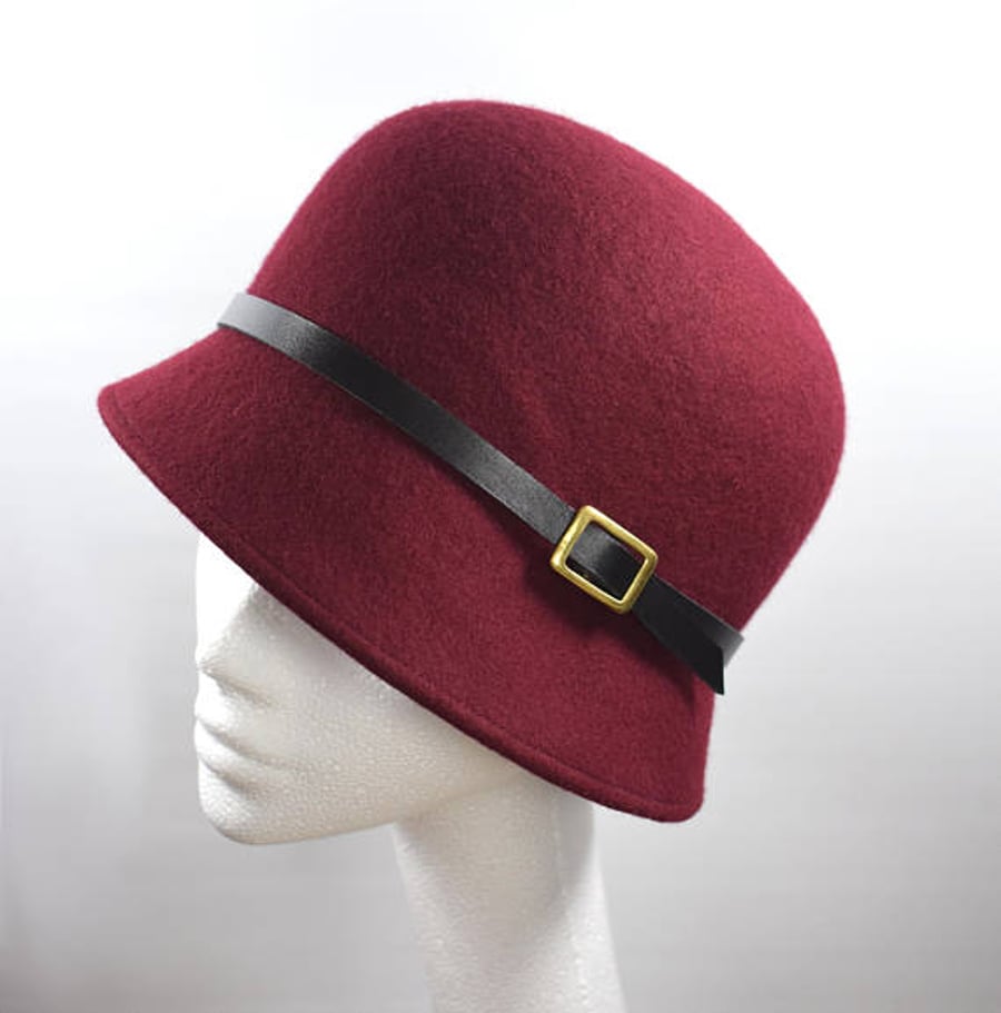 Womens Hat - Winter Felt Hat, Handmade Cloche Hat
