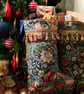 William Morris Christmas Stocking Strawberry Thief Indigo