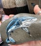 Blue shark hand painted and varnished paper weight stone  - Image 4