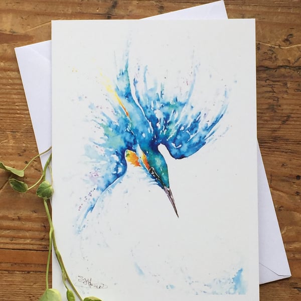 Kingfisher Card, Bird Greetings Card, Note Card, Wildlife Art, Greeting Card, Ar