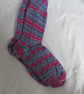 Hand-cranked Knitted Ribbed Wool Socks Size 8 to 9 - Image 3