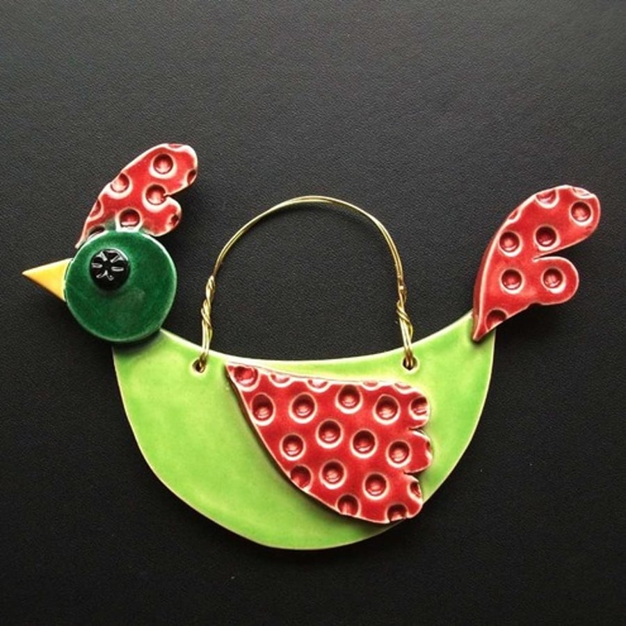 Patterned bird - ceramic decoration
