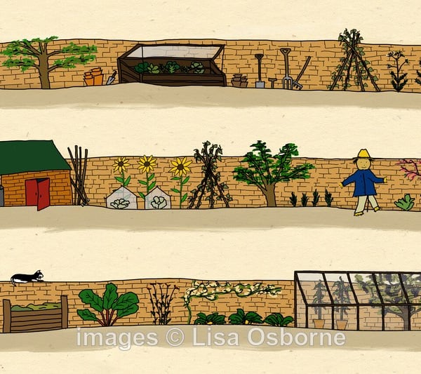The Walled Garden. Signed print. Digital illustration. Gardening