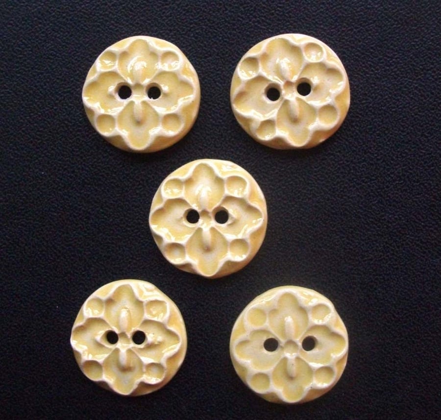 Set of five little handmade ceramic buttons