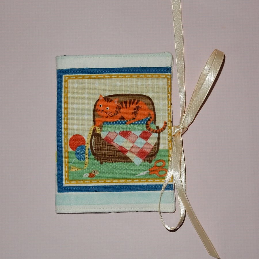 Needle case - Ginger cat and sewing basket