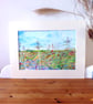 Fen Landscape Watercolour Original Painting of Summer Fields with Wild Flowers  - Image 2