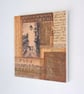Vintage Paper Collage on Wood Panel, 14.8cms, Free UK Postage (209) - Image 3