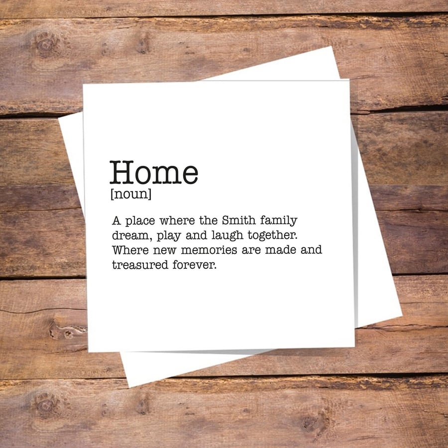 Personalised Home Definition Card - New Home, Moving House Card. Free delivery