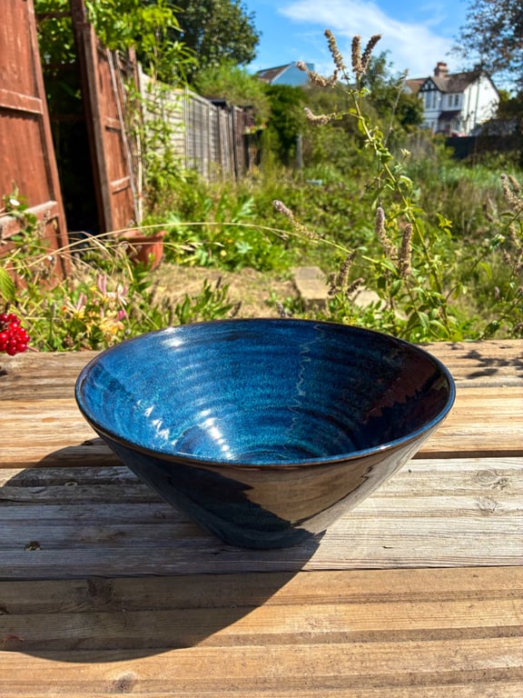 Handmade Dark Blue Stoneware Bowl